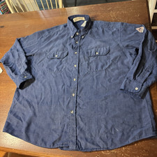 Bulwark FR Nomex Flame Resistant Work Shirt XL Relaxed Fit Blue Oil Gas Welding
