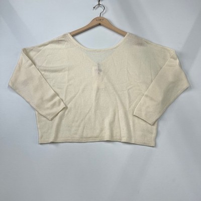 1982 Leyla Sexy Back Cashmere Sweater Women's Size 3 Natural White