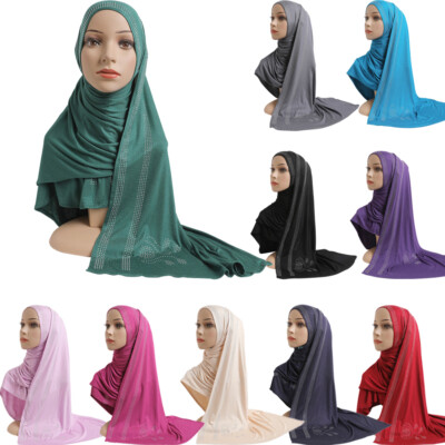 Ramadan Muslim Women Hijab Headscarf Shawl Ready To Wear Instant Head Wrap Scarf