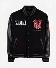 Gift For Him/Her. Scarface Tony Montana The World Is Yours Black Varsity Jacket