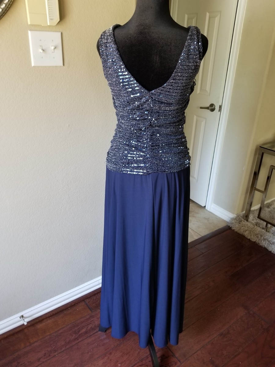 r and m richards petite formal dresses & Women's Navy Sleeveless Lace Gown Dress Size 12P cotton bottoms