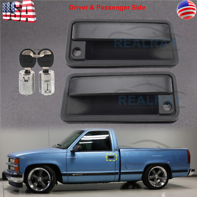 Exterior Front Door Handle w/ Lock Cylinder for Chevrolet 88-94 C1500 GMC K1500