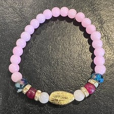 Pink Beaded Bracelet with Red  Teal Beads