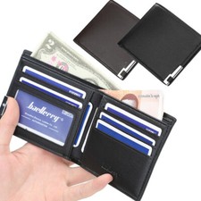 Men Minimalist Wallet Leather Slim Bifold Credit Card Holder Purse Front Pocket