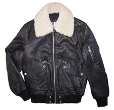 DIESEL L-STEPHEN LEATHER JACKET SIZE S BLACK 100% AUTHENTIC