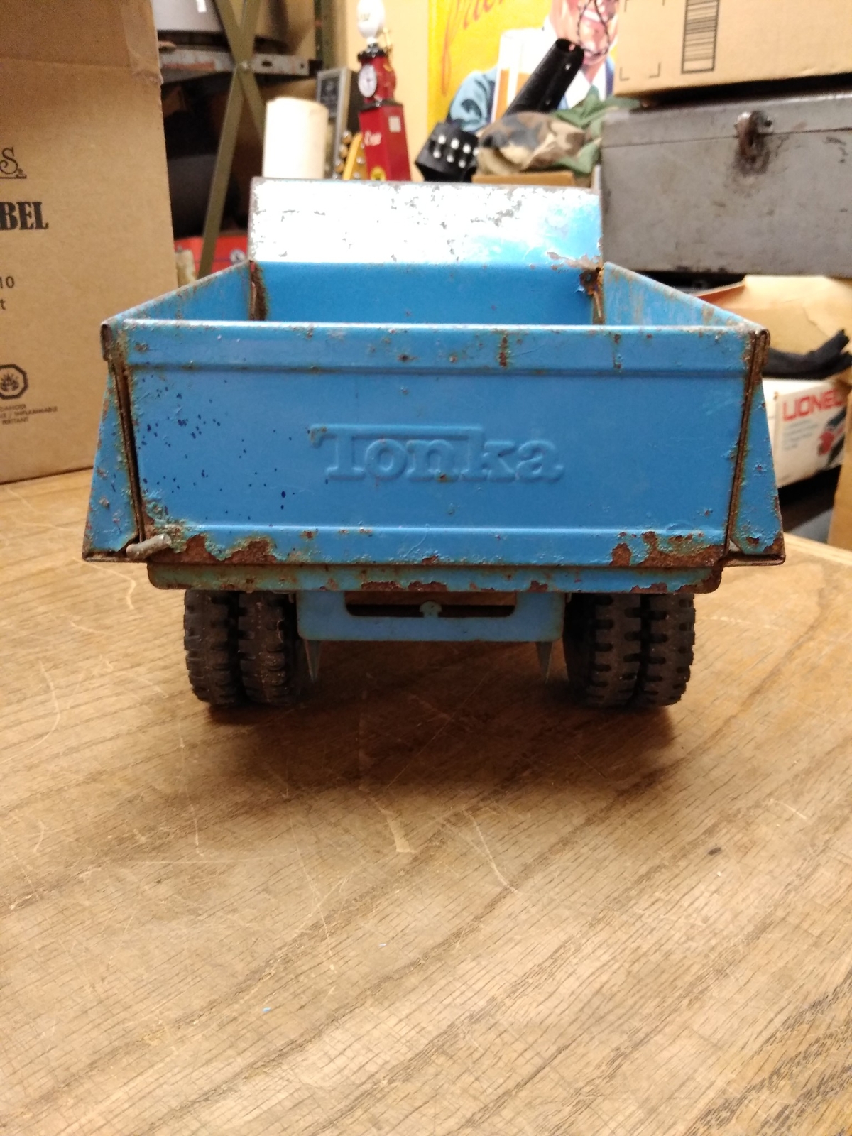 Vtg 1960's Tonka Hydraulic Ford Dump Truck Blue White Pressed Steel
