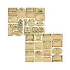 33 Vintage Apothecary Sticker Labels, Halloween Medicine Cabinet, 2 Sheets, e18