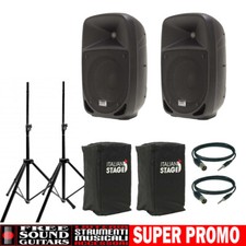 IMPIANTO AUDIO 600 watt PER KARAOKE DJ LIVE + CAVI + SUPPORTI + CUSTODIE