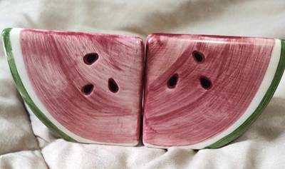 WATERMELON SLICES SalT & Pepper Shakers MT RGD FINE CERAMIC