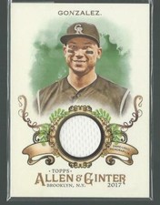 2017 TOPPS ALLEN & GINTER CARLOS GONZALEZ ROCKIES GAME USED JERSEY PATCH RELIC