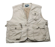 VTG Woolrich Fishing Vest Men's XL Canvas Khaki Pockets Utility Outdoor