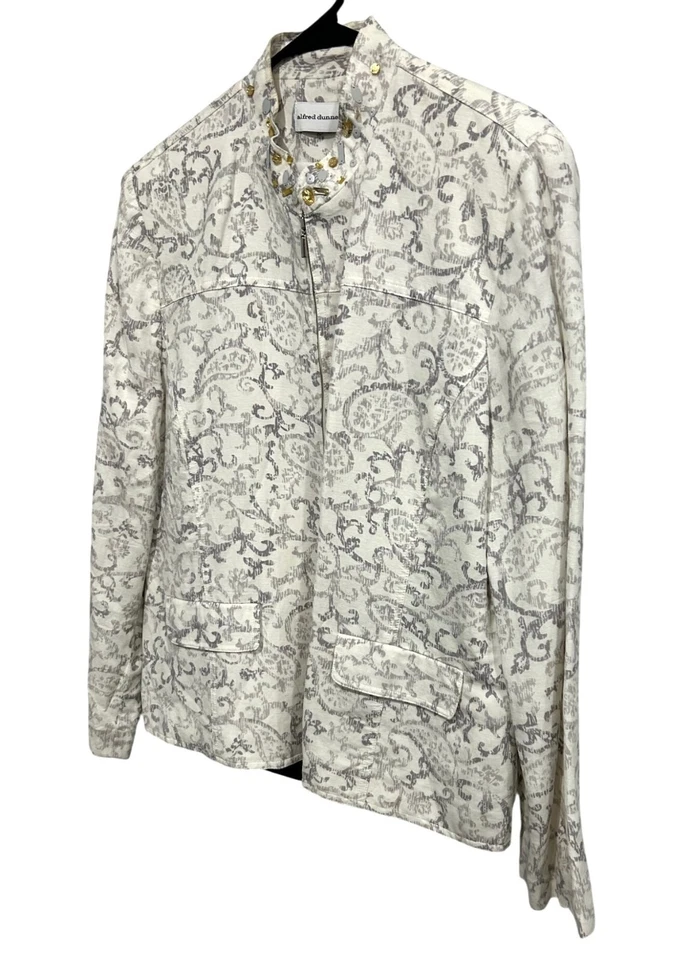 Chaqueta Blazer Alfred Dunner Mujer Blanco Gris Embellecida Floral Talla 16 Foto 3 de 4