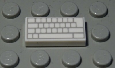 Lego Tile - Tile 1x2 White Printed with Computer Keyboard