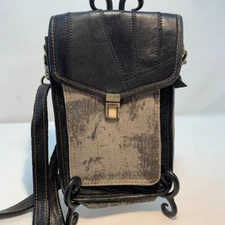 Vaan & Co Harley Unisex Black Leather Upcycled Cross Body Bag Removable Strap