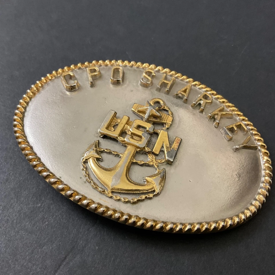 MUY RARO Don Rickles USN CPO HEBILLA DE CINTURÓN SHARKEY Fundido/Crew Envoltura Regalo EE. UU. Foto 3 de 4