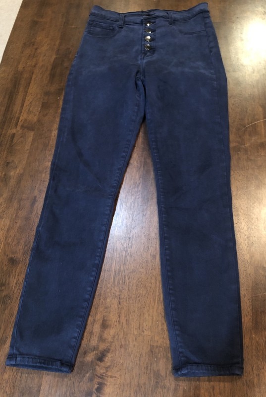 J BRAND Lillie High Rise Cropped Skinny Jeans in Stellar Navy Blue Sz 26 Button