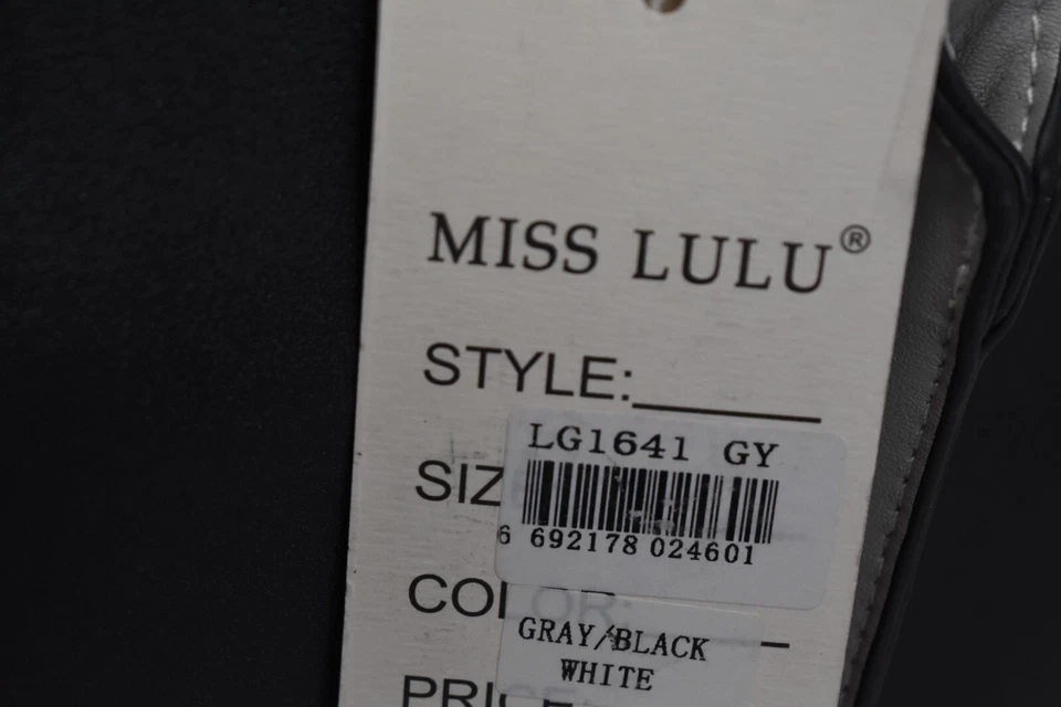 Bolso bandolera Miss Lulu negro gris blanco imitación cuero correa para mujer Foto 3 de 4