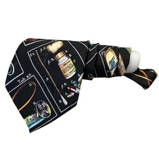 Nicole Miller Necktie Handmade Silk Medical Instruments Black Doctor Gear