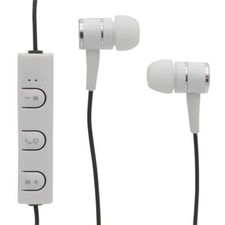 MBS11110 MOBILESPEC STEREO BLUETOOTH WIRELESS METAL EARBUDS W/ MIC WHITE/SILVER
