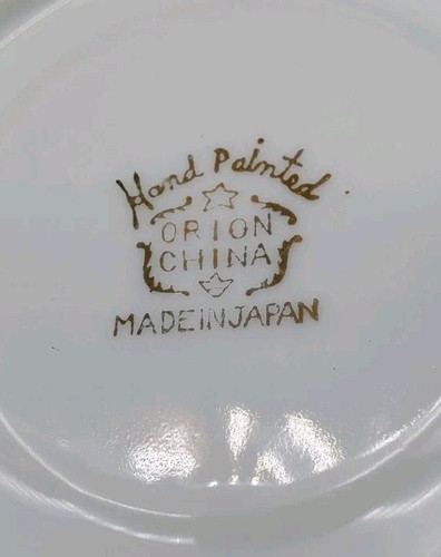 Handpainted Orion China Black With Yellow Pink Cabbage Rose Teacup Saucer Japan - Picture 6 of 12