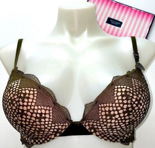 Victoria's Secret Bombshell Bra 32C Plunge Adds 2 Cup Sizes Green New - Picture 1 of 6