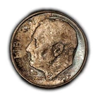 1957 10c Roosevelt Silver Dime - Luster - Pastel Pattern Toning - SKU-Y6113