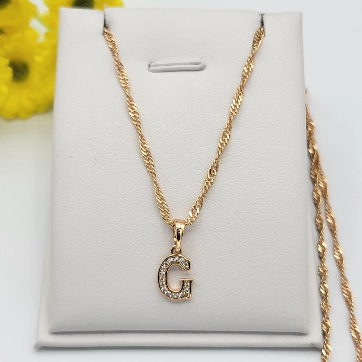 Gold necklace with name initials deals