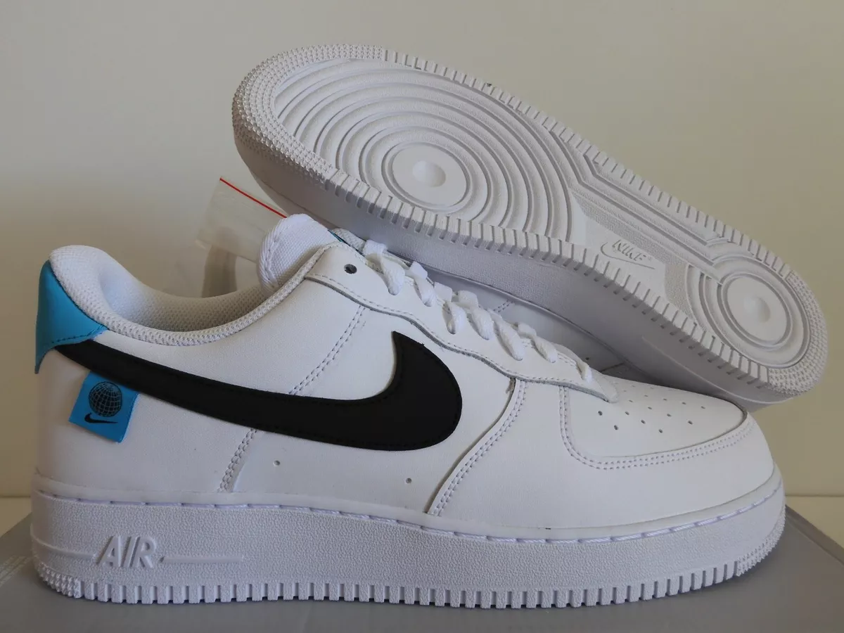 Nike Air Force 1 '07 Worldwide Pack Shoes - Size 7 - 100 White / Blue Fury-Black