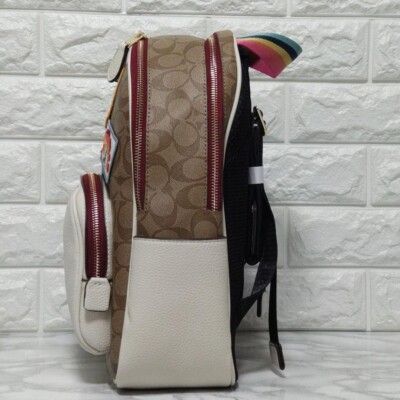 新品　COACH ブラウン ススヌーピーコラボリュック C4115 Coach Peanuts Snoopy Backpack khaki Patch C4115 Outlet