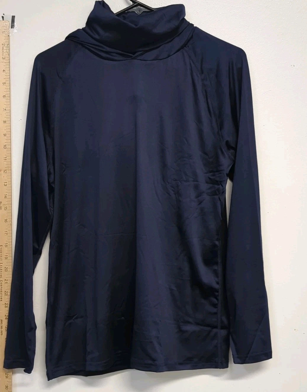 Sun Protection UPF 50+ Full Sleeve Men's Hooded T Shirt Large Navy Blue