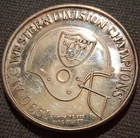 1990 Raiders AFC Western Division Champions 1 Troy Oz .999 Fine Silver Round