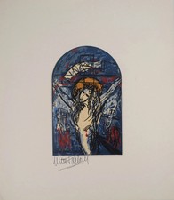 Michel-Marie POULAIN : Le Christ sur la croix, Lithographie originale signée