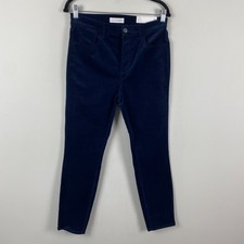 LOFT High Rise Skinny Corduroy Pants Size 28P Navy Blue Cotton Blend