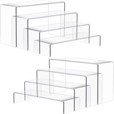 2 Set Large Acrylic Risers, 8 Pcs Rectangular Clear Acrylic Display Stand, Displ