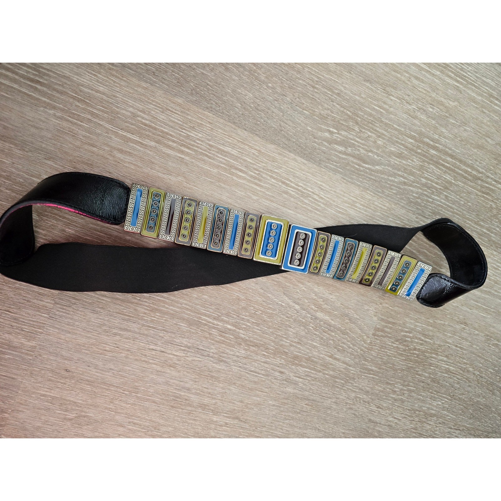 Chic Rectangular Medallion Stretch Belt Black Ela… - image 1