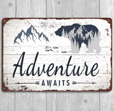 Adventure Awaits 8 x 12 Vintage Novelty Metal Sign Made In USA New!
