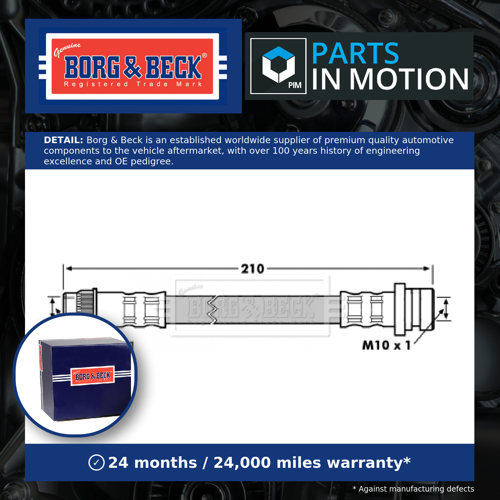 Brake Hose BBH7176 Borg & Beck Hydraulic 7701050073 8200256166 Quality New