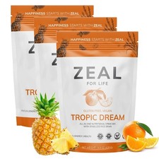 3Pack Zurvita Zeal For Life Tropic Dream Energy/Health Drink 30 Portions Per Bag