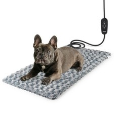 Adjustable Temperature Heated Cat Bed  Dog Heating Pad with Timer, Chew-Resi...