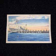 Mother Ship to Submarines Postcard San Diego Navy Artwork Herz 845N WWII E5244