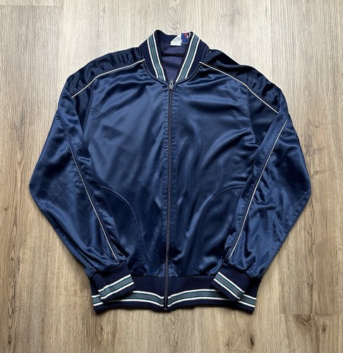 Cal Sport Men’s Vintage Full Zip Navy Blue Windbreaker Track Suit Medium - 第 1/8 張圖片