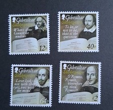 Gibraltar 2014 William Shakespeare 4 Stamp set SG 1587-1590 MNH.