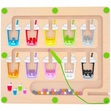 MTYOKILN Magnetic Color and Number Maze Montessori Wooden Magnet Puzzle Game ...