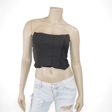 NWT NASTY GAL Small Cropped Strapless Seam Detail Corset Black Top Summer
