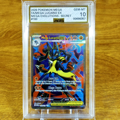 Pokemon Mega Evolutions Mega Lucario EX 160/132 AGS Gem-MT 10 FA