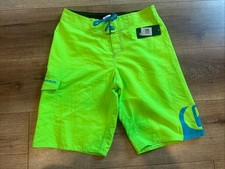 NEW BOYS SZ 27/14 GREEN GECKO QUIKSILVER REPREVE INCLINE LOGO BOARD SHORTS