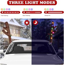 Car Reindeer Antlers  Nose Light-Up Christmas Decoration with Jingle Bells