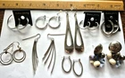 Vintage costume jewelry LOT of 9 PIERCED EARRINGS silver bead variety