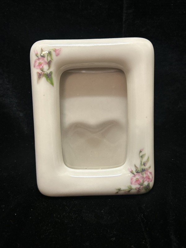 Russ Berrie & Co Porcelain Frame Pink Flowers  Japan
