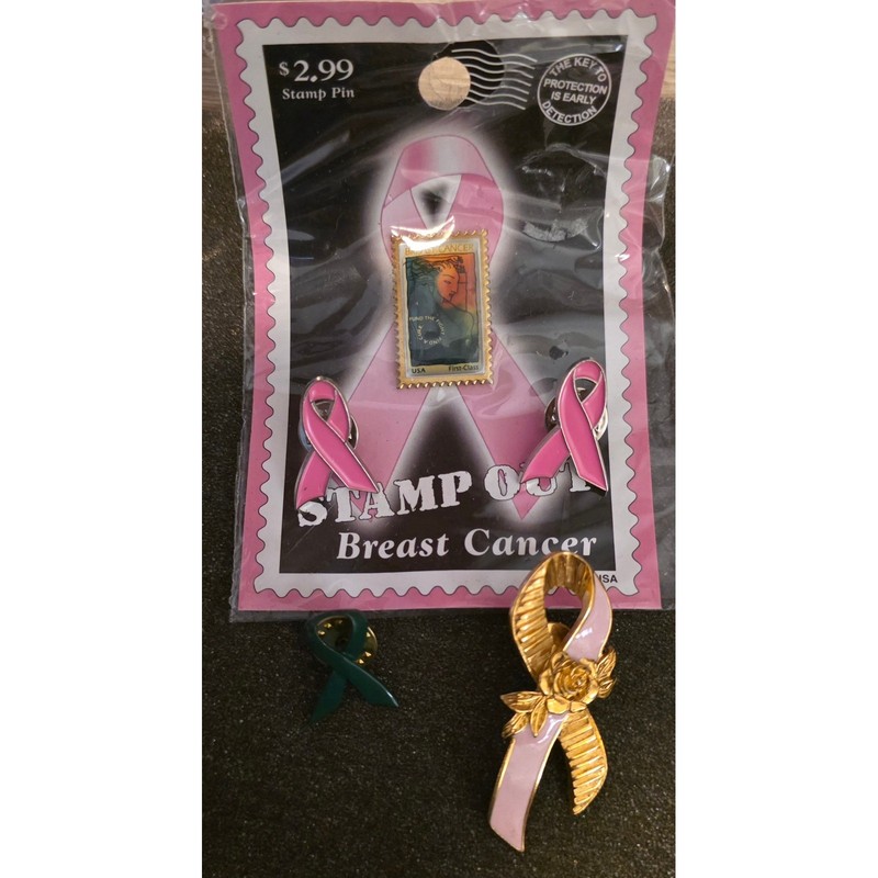 Breast Cancer Awareness Pin Collection USPS and Avon Vintage Ribbon Lot